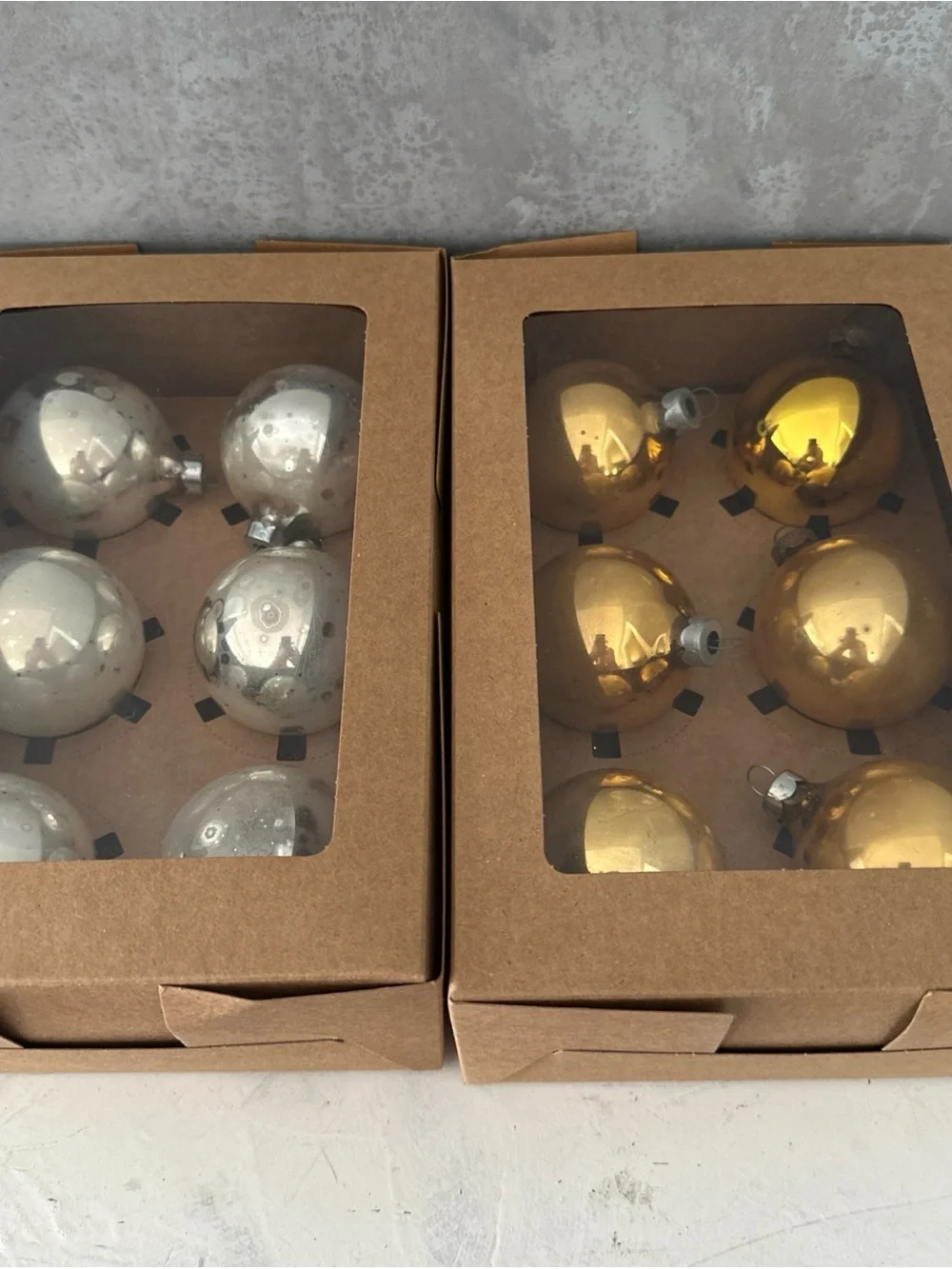 12 vintage Mercury glass ornaments gold silver